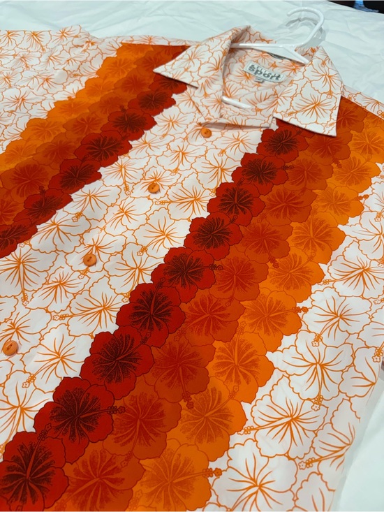 elliot sport Other - Orange Floral Hawaiian Polo Shirt